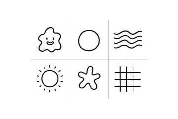 hand drawn cute doodle style line isolated on white background: abstract entity sphere shape flow lines aura glow unknown grid field