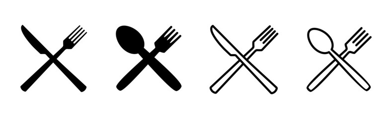 spoon and fork icon set. spoon, fork and knife icon vector. restaurant icon