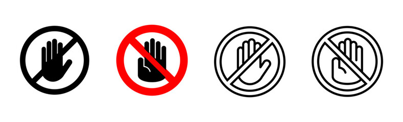 Stop icon set. stop road sign. hand stop icon vector