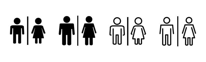 Toilet icon set. restrooms icon vector. bathroom sign. wc, lavatory