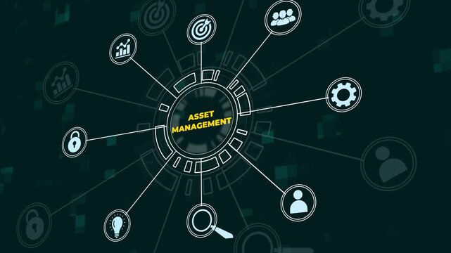 Asset management. Business, Technology, Internet and network concept. It helps organizations maximize value, minimize risk, and ensure long-term performance of physical, financial