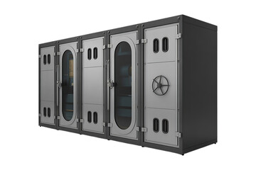 professional high quality office furniture, industrial safe, secure storage cabinet, safety deposit box, highly detailed, intricate design isolated on transparent background