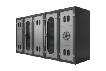 professional high quality office furniture, industrial safe, secure storage cabinet, safety deposit box, highly detailed, intricate design isolated on transparent background