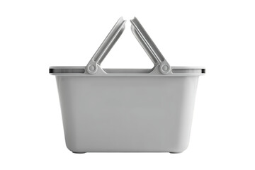 Realistic white shopping cart isolated on transparent background