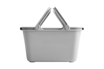 Realistic white shopping cart isolated on transparent background