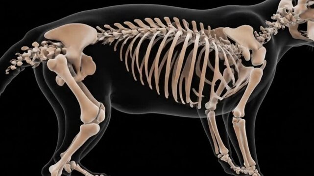 Cat Anatomy Feline Skeleton Structure X Ray View of Internal Organs Animal Science Veterinary Medicine and Biology Study