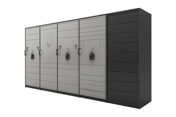 professional high quality office furniture, industrial safe, secure storage cabinet, safety deposit box, intricate design isolated on transparent background
