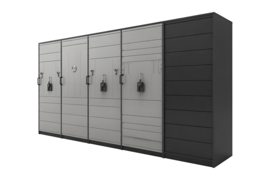 professional high quality office furniture, industrial safe, secure storage cabinet, safety deposit box, intricate design isolated on transparent background