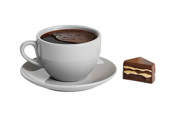coffee and chocolate, coffee or tea to go or delivery food concept isolated on transparent background
