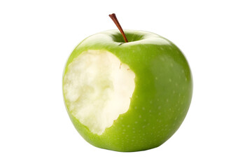 Bitten green apple isolated on white background