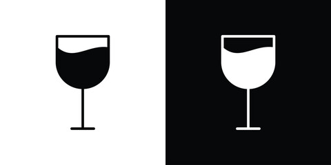 Wine glass icon fill vectors set for ui.
