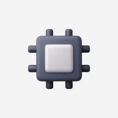 3d Realistic Processor icon vector Illustration
