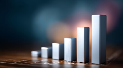 Rising bar graph on a financial chart, economic prosperity in profit trends, market vitality through growth metrics, investment opportunities in market analysis, consumer engagemen