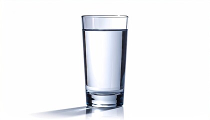 Glass of Clear Water Standing on a White Surface with Reflections
