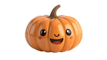Cute happy halloween pumpkin character with big smile