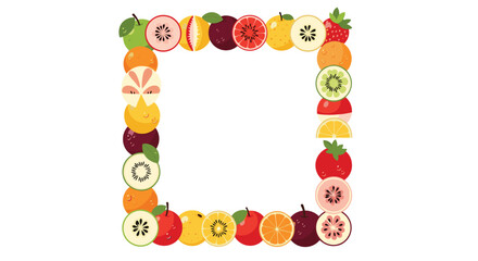 A vibrant square border composed of various fresh fruit slices.