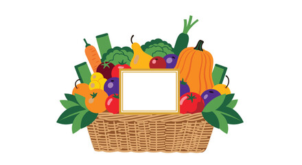 Abundant basket of fresh garden vegetables and fruits offering a healthy lifestyle choice.