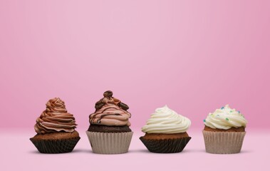 Tasty sweet Assorted cupcake with Whipped Cream