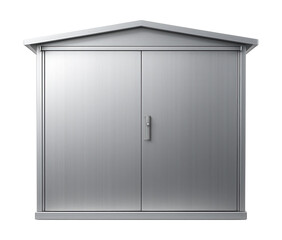 A sleek aluminum utility shed, perfect for complementing contemporary home designs.