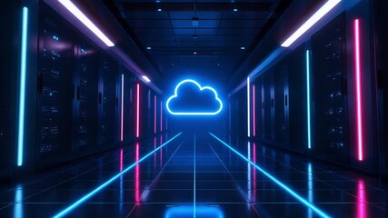 A CuttingEdge and Futuristic Data Center Featuring a Neon Cloud Concept - Powered by Adobe