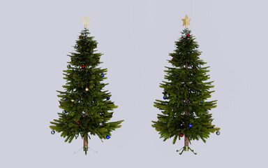 Christmas tree on pastel color background 3d illustration