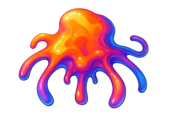 Naklejka premium Colorful liquid slime monster dripping, vibrant iridescent goo evolving, abstract iridescent fluid splash illustration