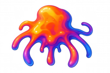 Colorful liquid slime monster dripping, vibrant iridescent goo evolving, abstract iridescent fluid splash illustration