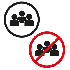 No meeting icon. Forbidden group Vector. Social distancing symbol. No people allowed.