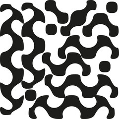 Abstract wavy pattern. Monochrome organic forms. Interlocking shape Vector. Geometric fluid texture.