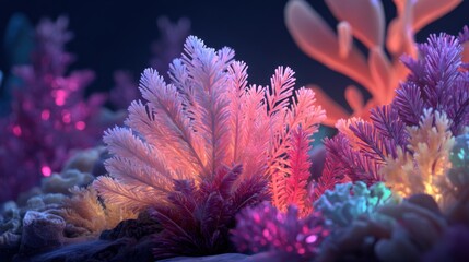 Glowing coral reef showcasing aquatic beauty in a cinematic underwater view