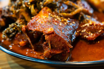spicy half-dried pollack braised with dried radish greens