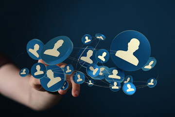 An illustration of connecting people and digital network for social and business. Future of HR management.