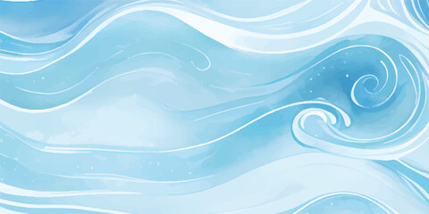 Modern Watercolor Blue and White Ocean Wave Texture with Fluid Sea Splash and Tropical Motion for Abstract Background Design