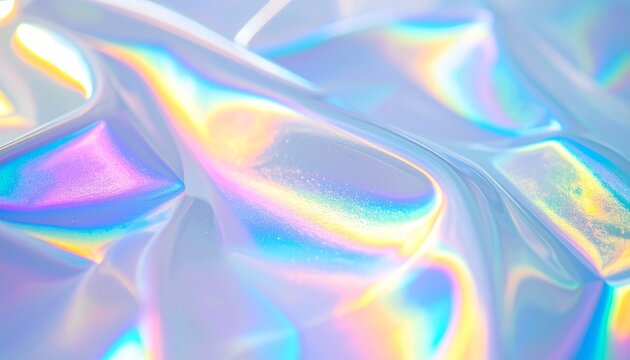 Abstract Iridescent Holographic Foil Texture Background　抽象的なホログラム箔のテクスチャ：虹色の光と波