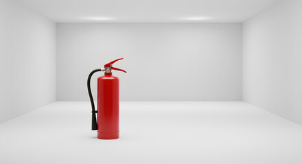 Fire Extinguisher in Empty White Room