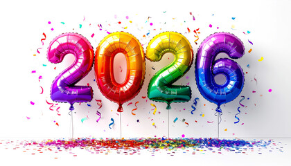 2026 Jahreszahl bunte Luftballon 