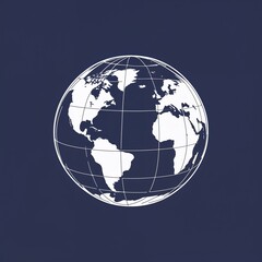 Sphere outline drawn round and dimensional like a globe on plain navy background graphic design pop art