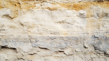 Close up view reveals layers of earth toned sedimentary rock formation with varying shades and textures.
