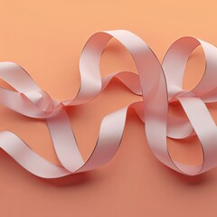 Wavy ribbon line twisting softly like fabric blowing in wind on plain orange background graphic design pop art