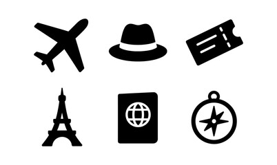 Essential travel icons for journey inspiration and planning design projects