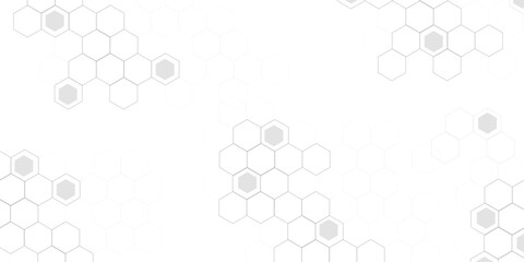 Abstract hexagon white background with shadow .white background Futuristic blue neon honeycombs. Modern technology design. Vector illustration.	