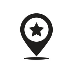Star Location Pin Icon Vector Illustration, Favorite Map Marker Symbol Design, Star GPS Location Pin Vector Icon, Rating Location Pointer Flat Vector, Favorite Place Map Marker Illustration,
