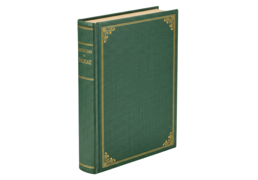 Isolated antique book of poetry on a white background with beautiful green binding