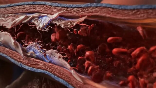 Atherosclerosis Plaque Formation Illustration Clogged Artery Disease and Blood Flow Medical Animation Health Education