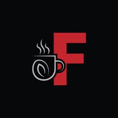 Letter F Creative Logo Design Element . F Coffee Cup Logo	
