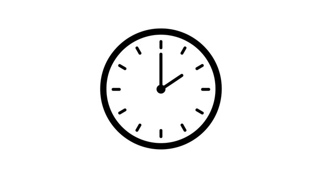 Minimal clock icon with black and white design for time themes