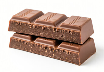 Stacked Milk Chocolate Bars on White Background