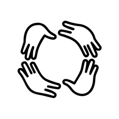 Fototapeta premium Four hands forming a square, representing teamwork