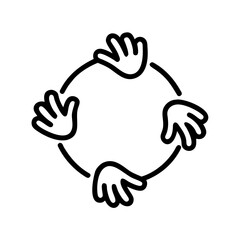 Obraz premium Four hands forming a circle, representing unity
