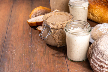 Active homemade sourdough in jars
